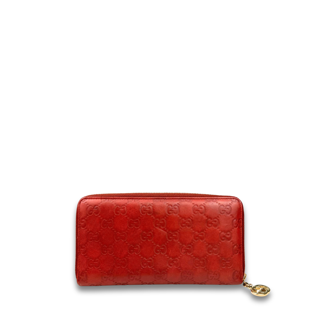 Gucci Red Guccissima Zip Around wallet