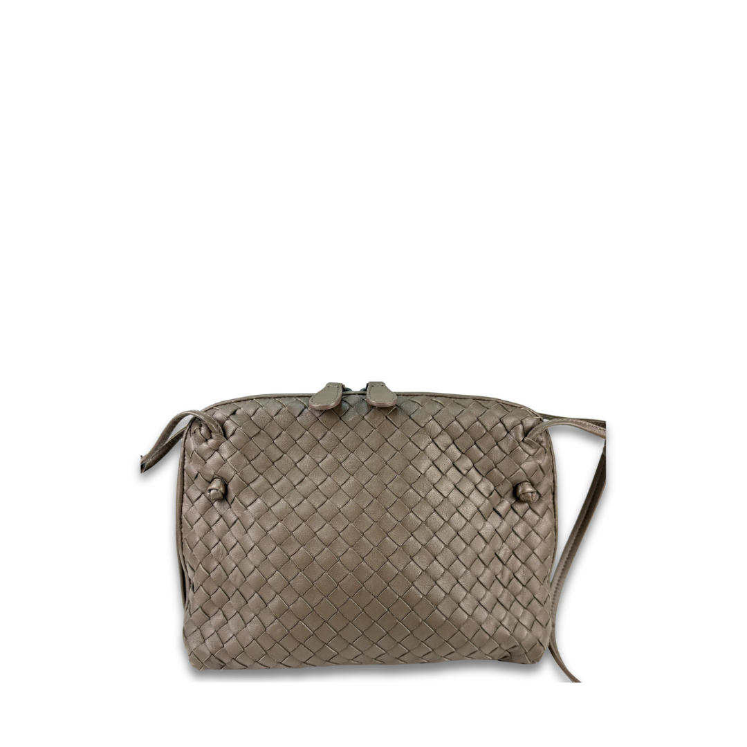 Bottega Veneta Taupe Double Zip Nodini Crossbody