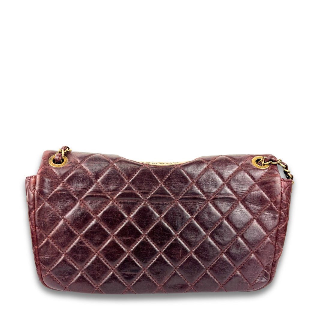 Chanel Distressed Burgundy Soft Double Flap Bag