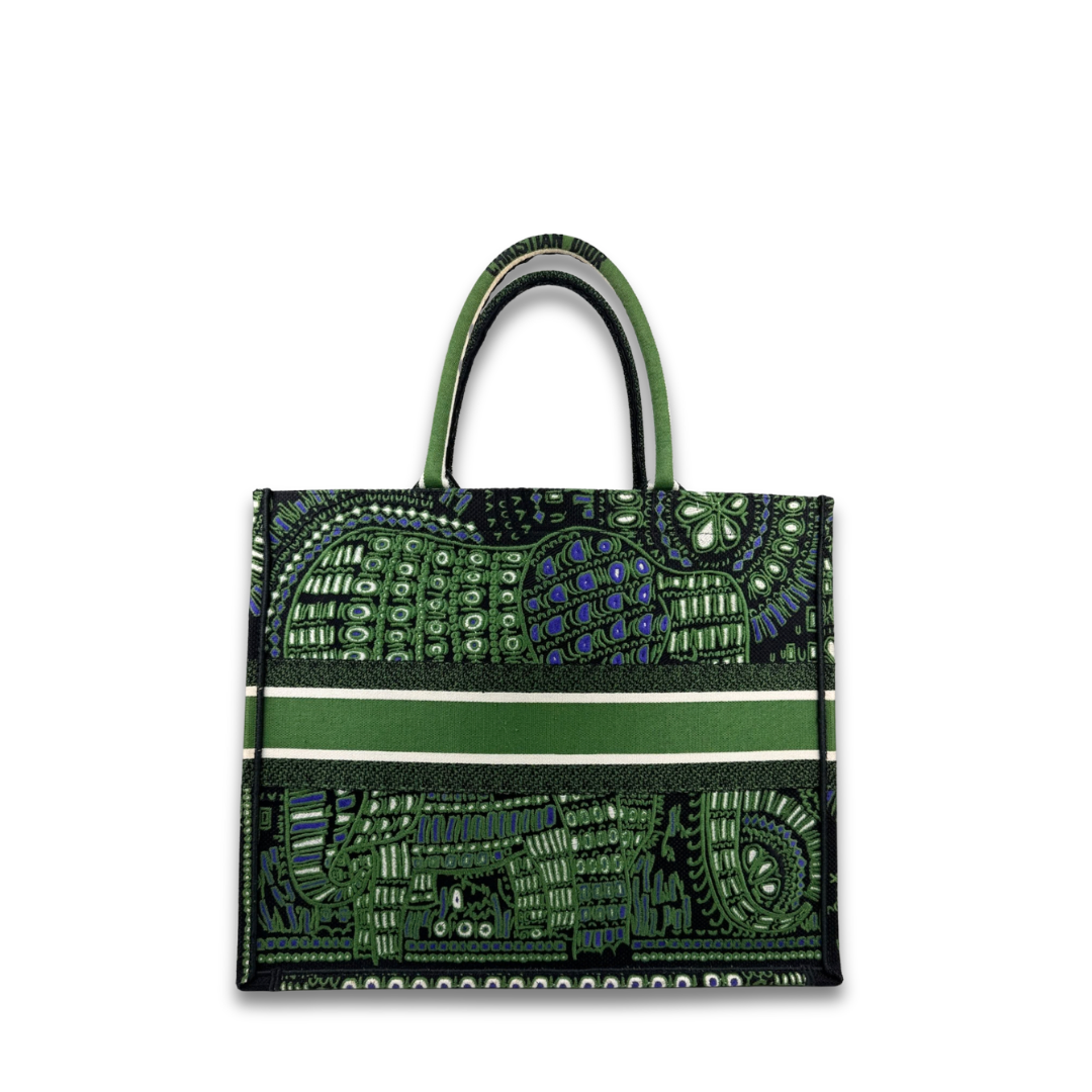 Dior Green Elephant Large Book Tote