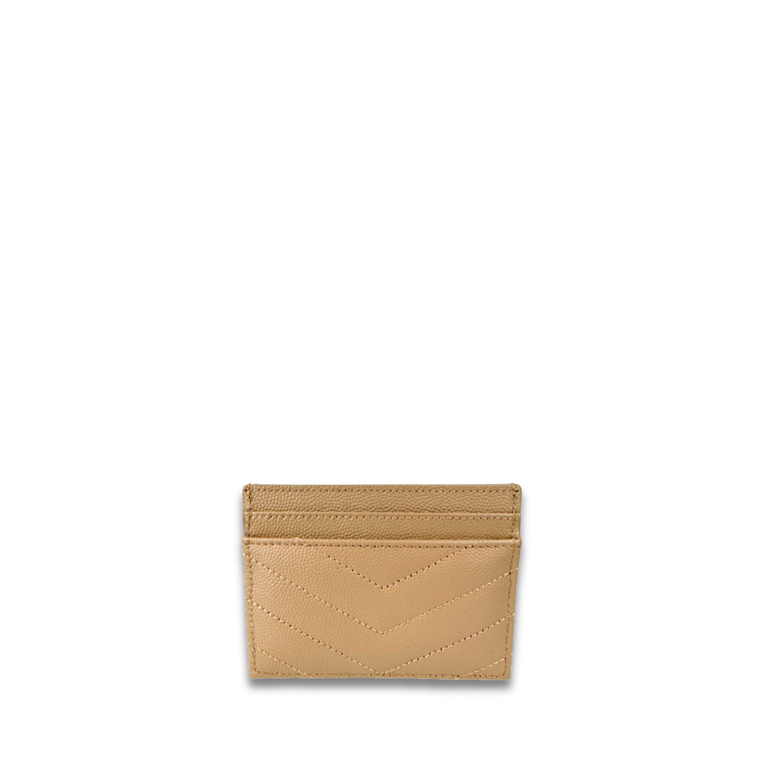 YSL Beige Cassandre Grain de Poudre Leather Card Case