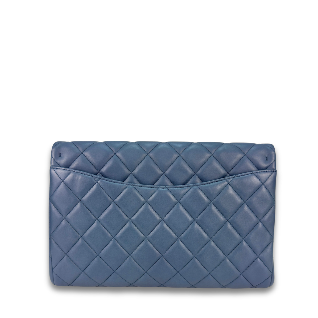 Chanel Blue Lambskin Classic Flap Clutch