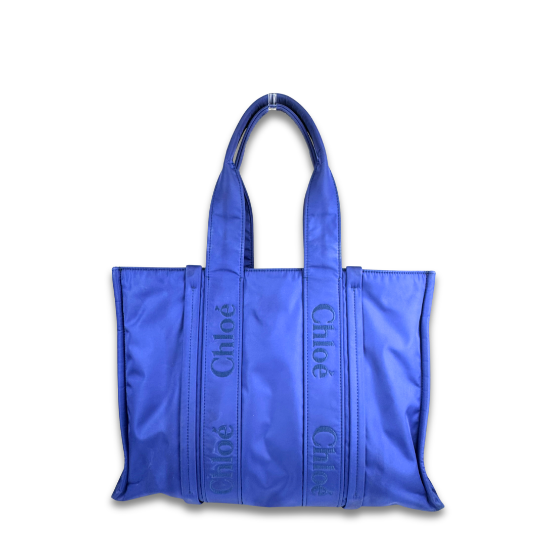 Chloe Blue Nylon Woody Tote