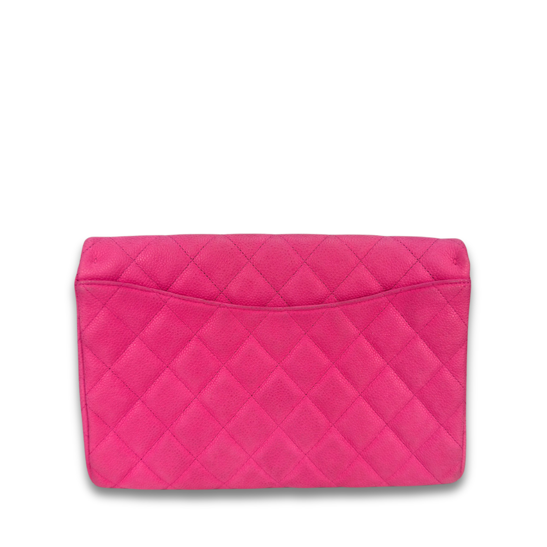 Chanel Hot Pink Caviar Classic Flap Clutch