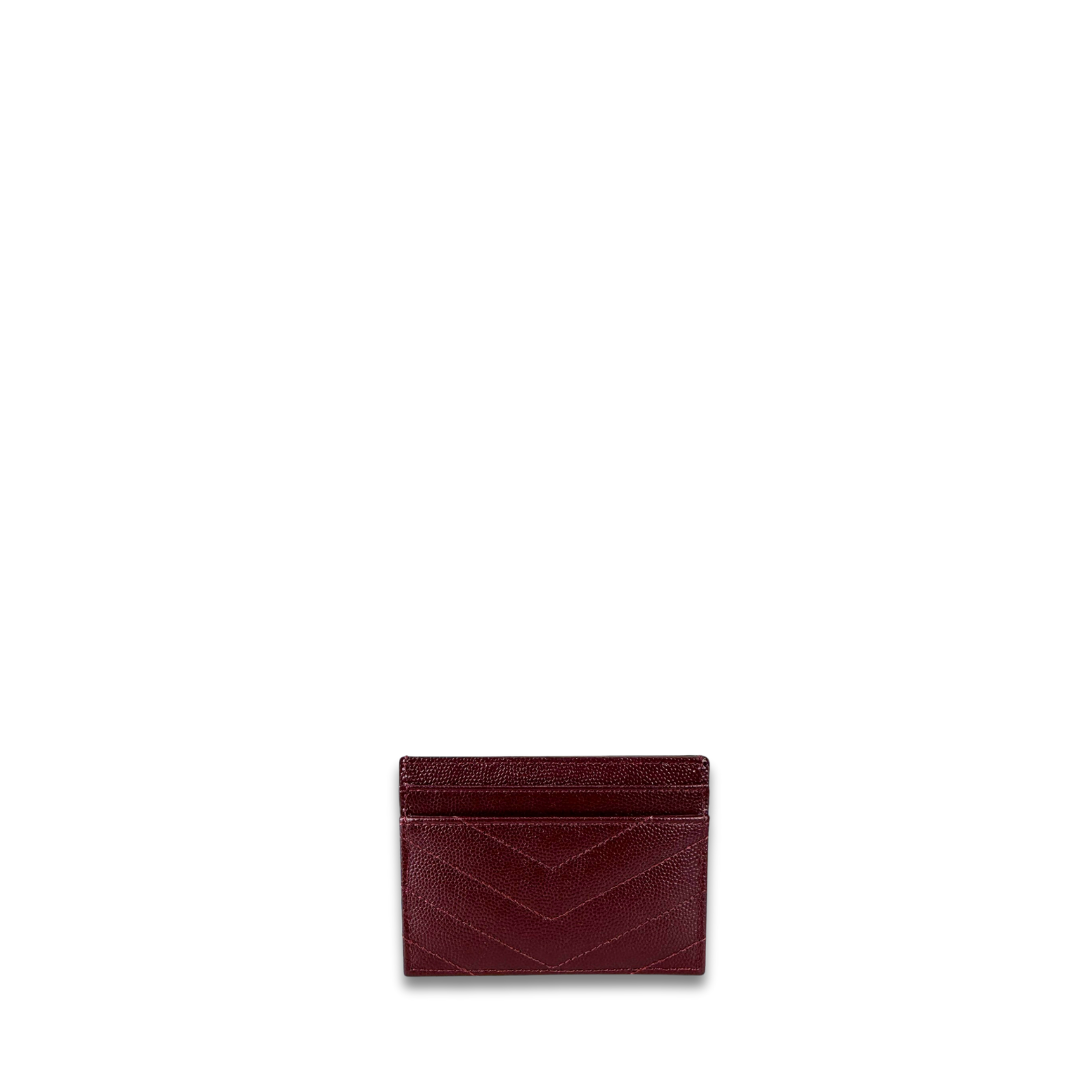 YSL Bordeaux Cassandre Grain de Poudre Leather Card Case