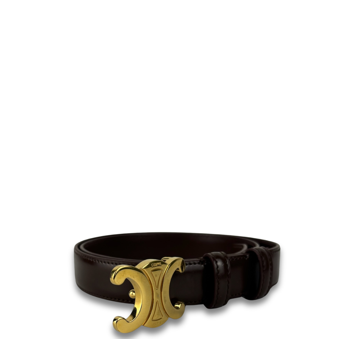 Celine Chocolate Brown 1" Triomphe Belt - Size 80