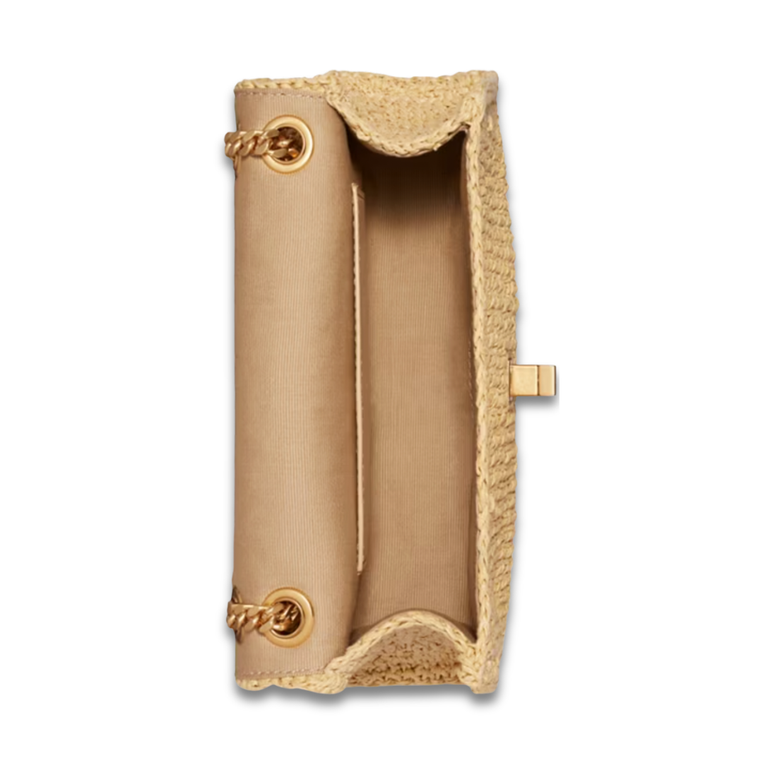 Tory Burch Straw Kira Turnlock Mini Bag