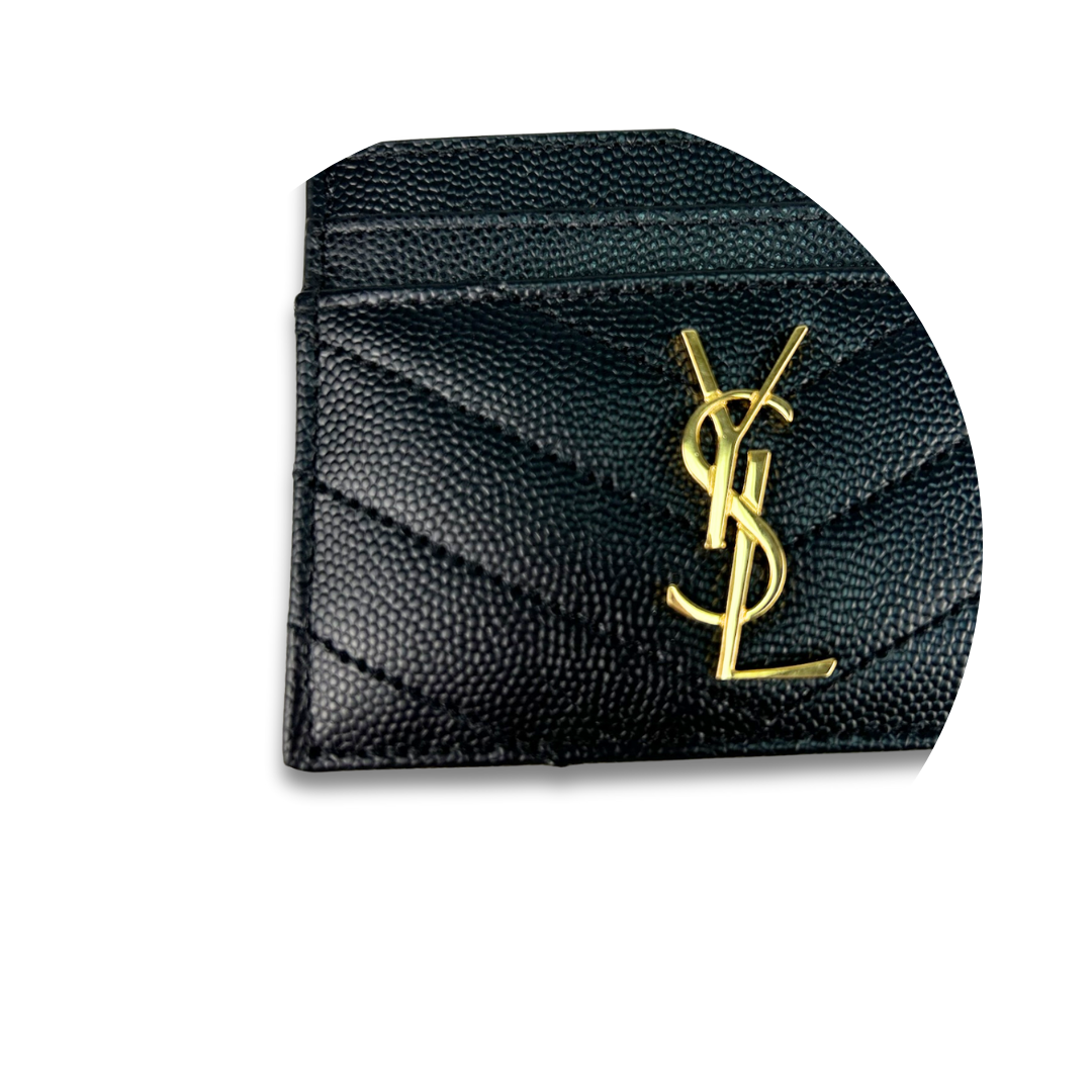 YSL Black Cassandre Grain de Poudre Leather Card Case