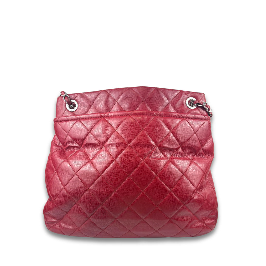 Chanel Burgundy Quilted Caviar CC Timeless Soft Tote