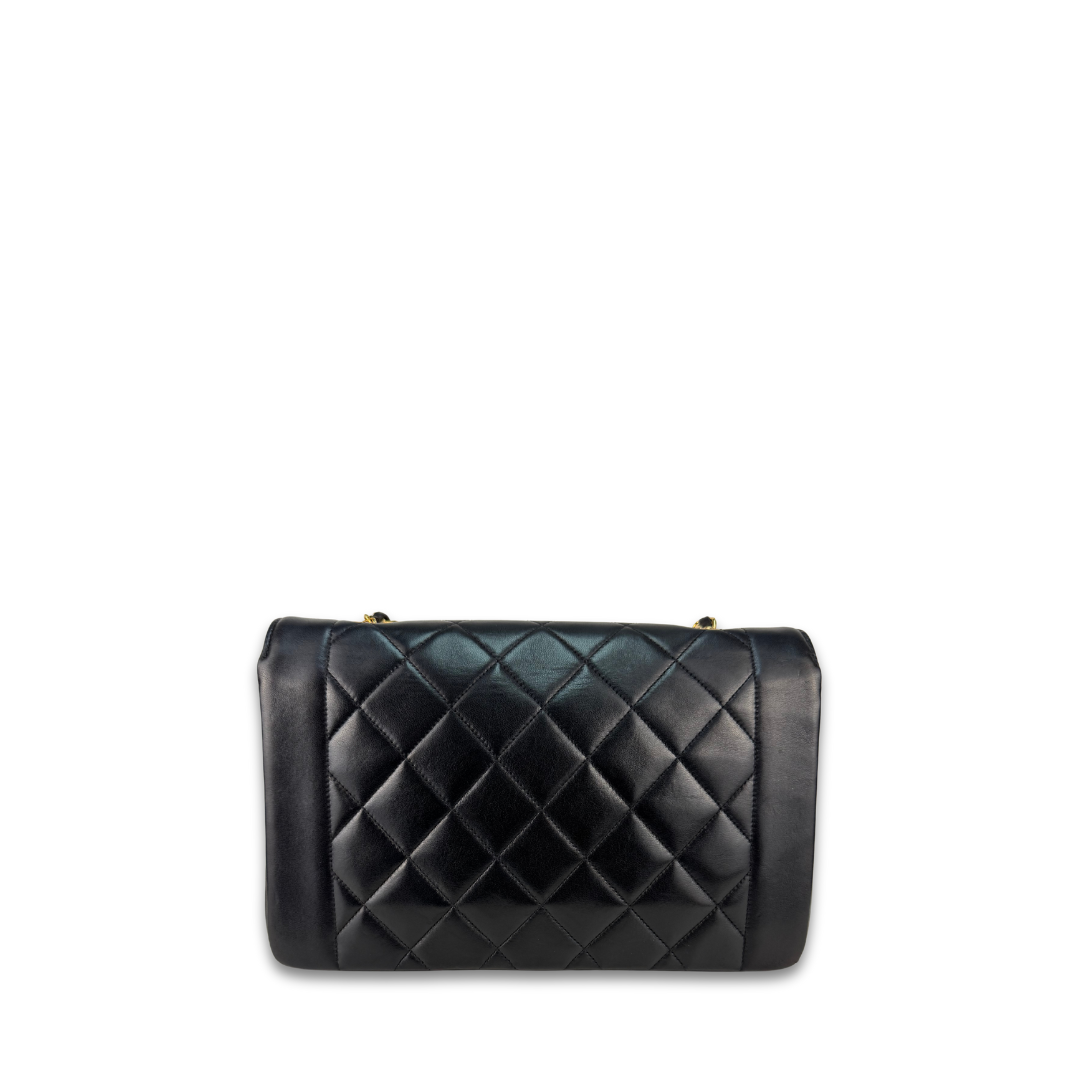 Chanel Black Lambskin Medium Diana
