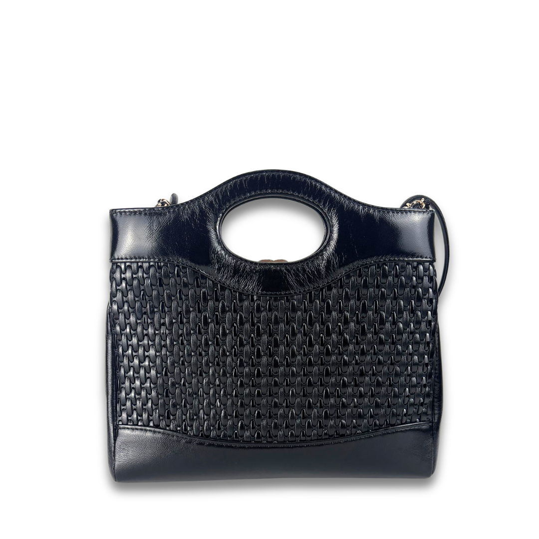 Chanel Black Woven Patent Mini 31 Shopping Bag