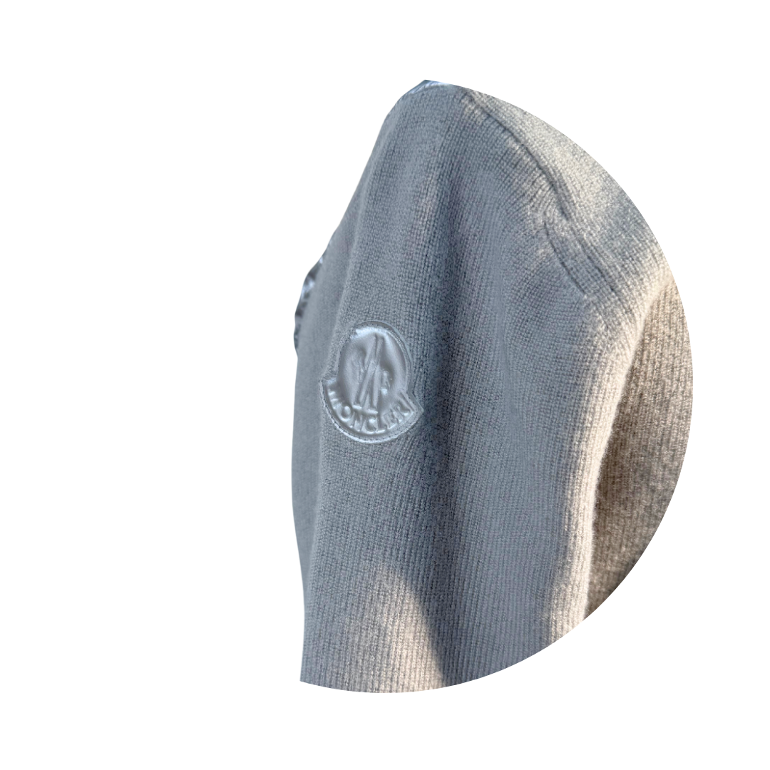 Moncler Silver Padded Cardigan - Size XS