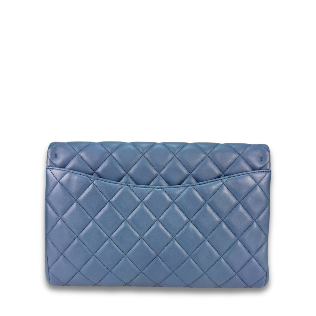 Chanel Blue Lambskin Classic Flap Clutch