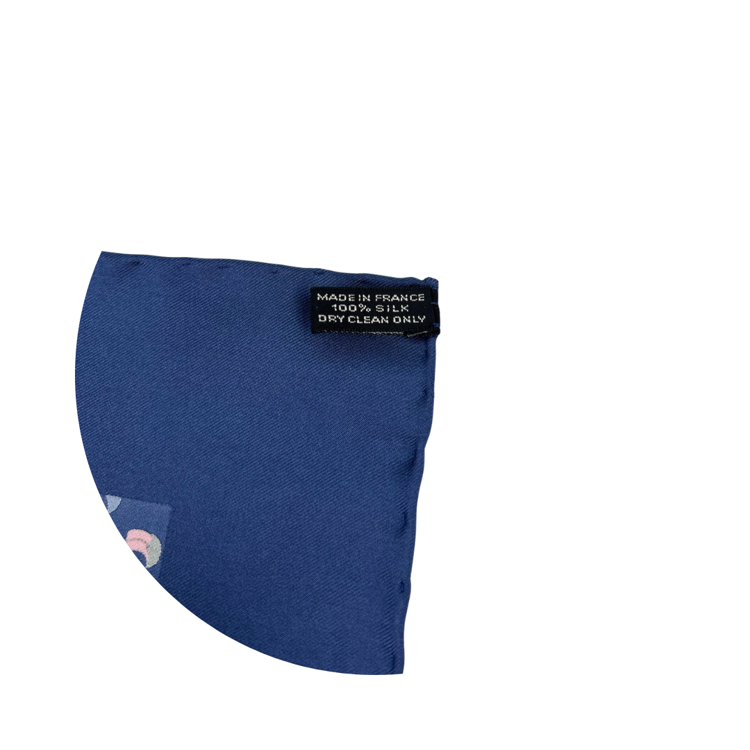 Hermès Navy Blue Silk Pocket Square