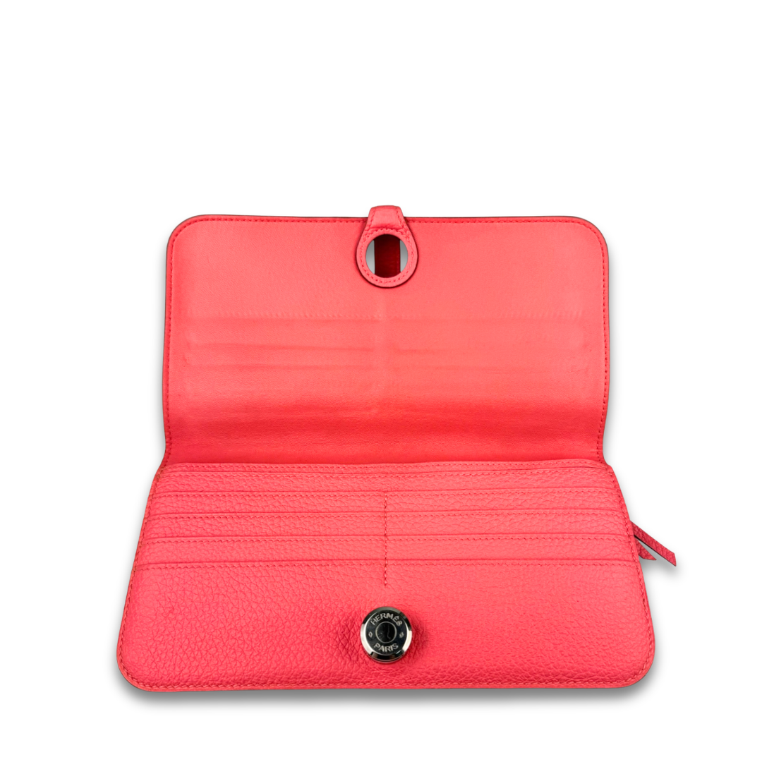 Hermès Clemence Dogon Duo Wallet Rose Jaipur