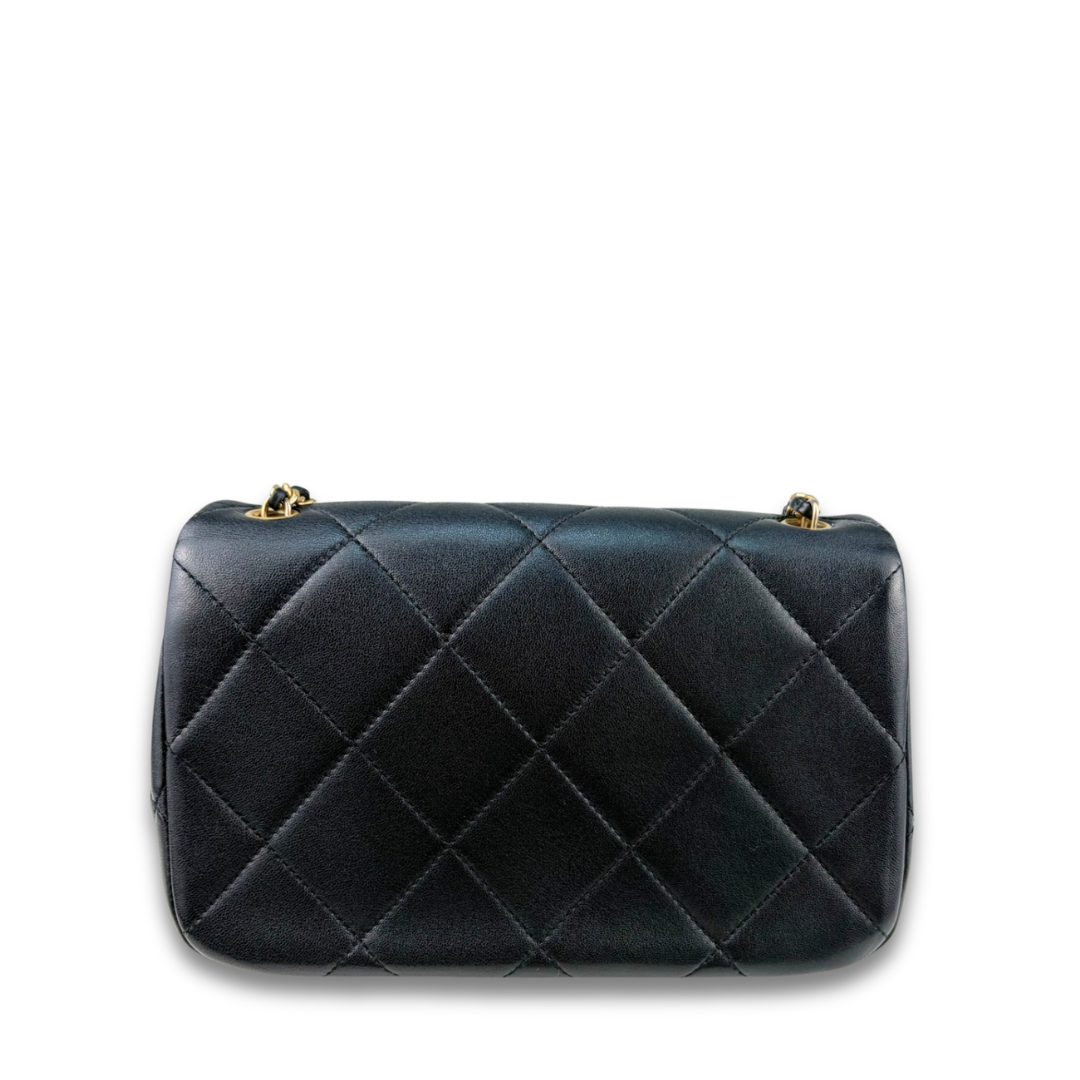 Chanel Black Lambskin Double Pearl Mini Flap