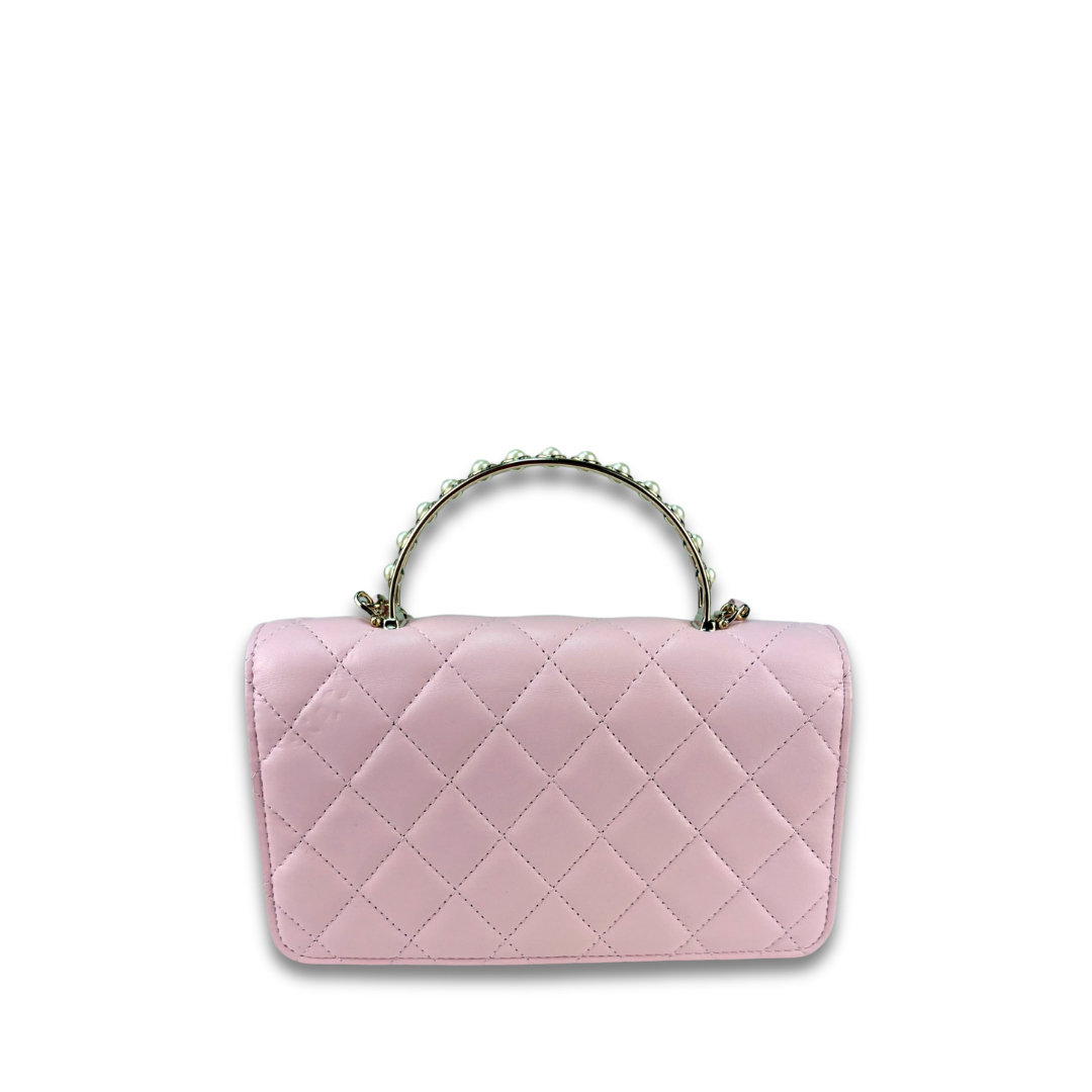 Chanel Pale Pink Pearl Top Handle Wallet on Chain