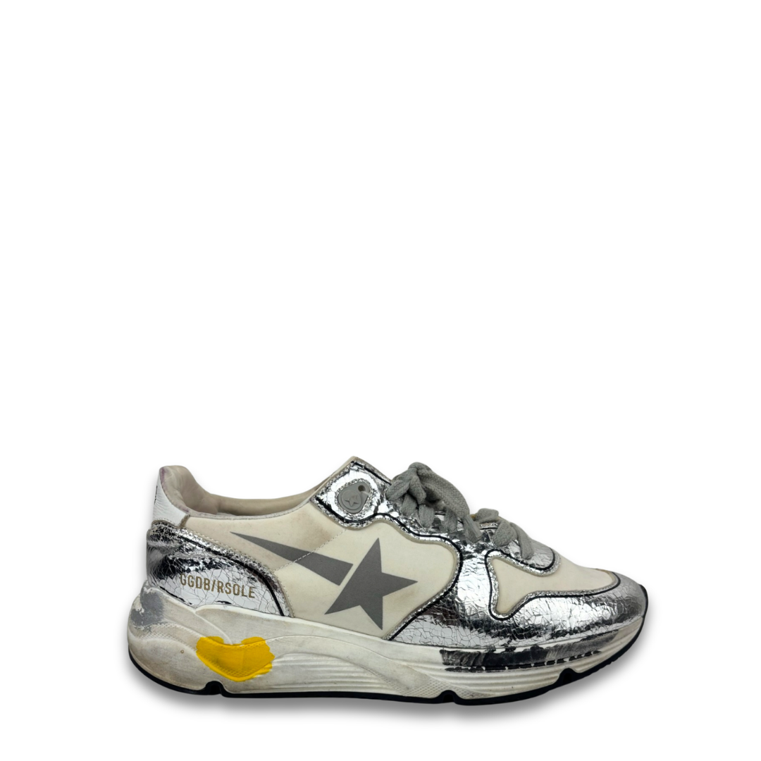 Golden Goose Running Sole White & Silver Sneaker - Size 38