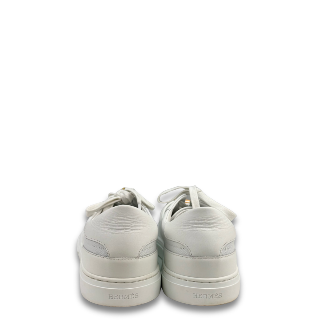 Hermès White Calfskin Day Sneakers- Size 41