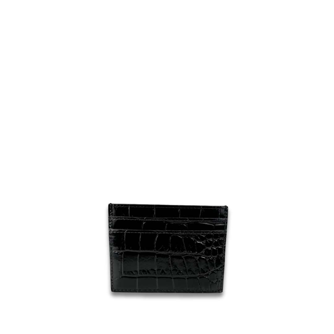 YSL Cassandre Croc Embossed Leather Card Case