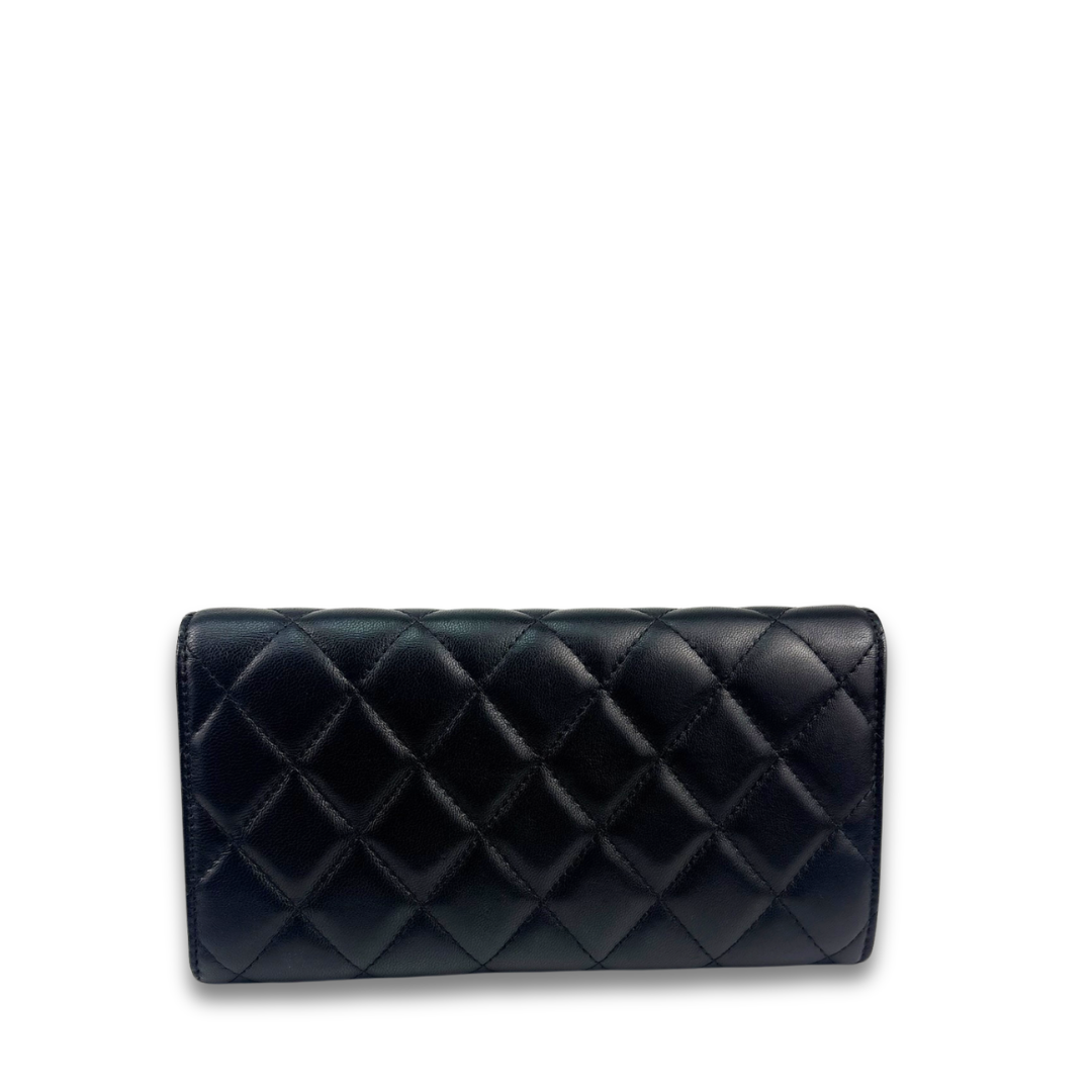 Chanel Black Lambskin Classic Flap Wallet