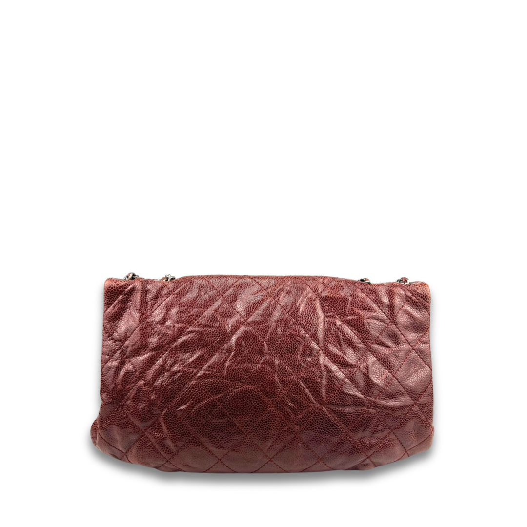Chanel Red Glazed Caviar Elastic Flap Bag