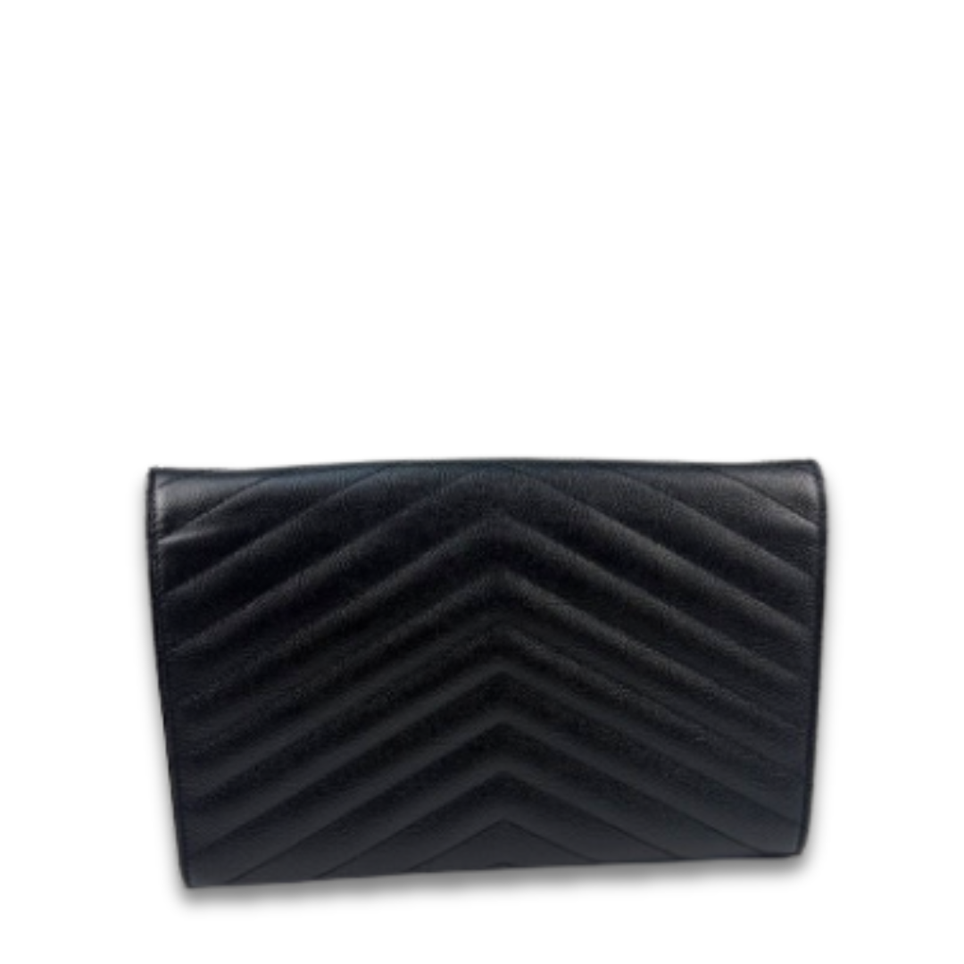 YSL Black Cassandre Quilted Chain Wallet