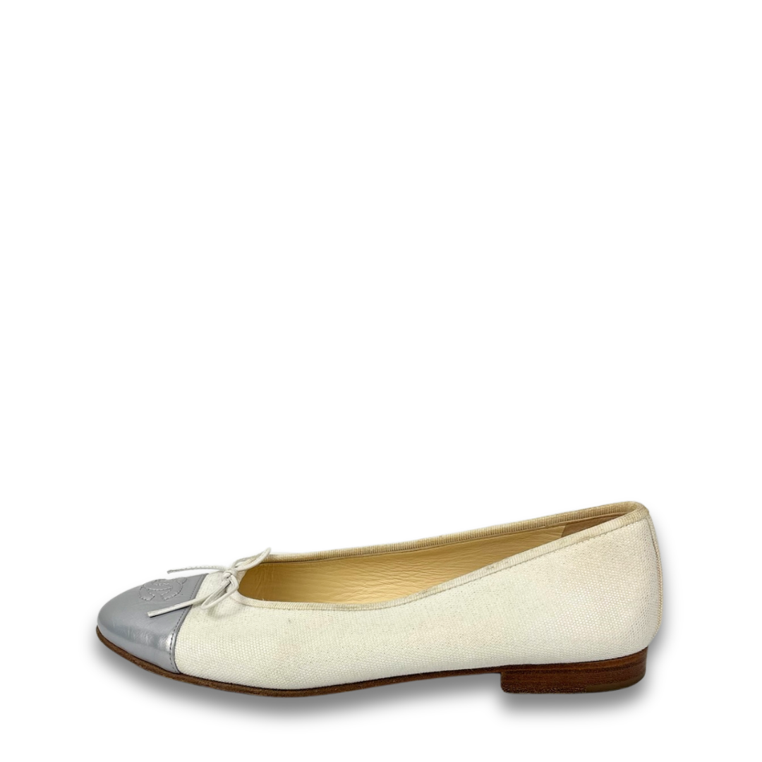 Chanel Canvas Ballet Flats - Size 37.5
