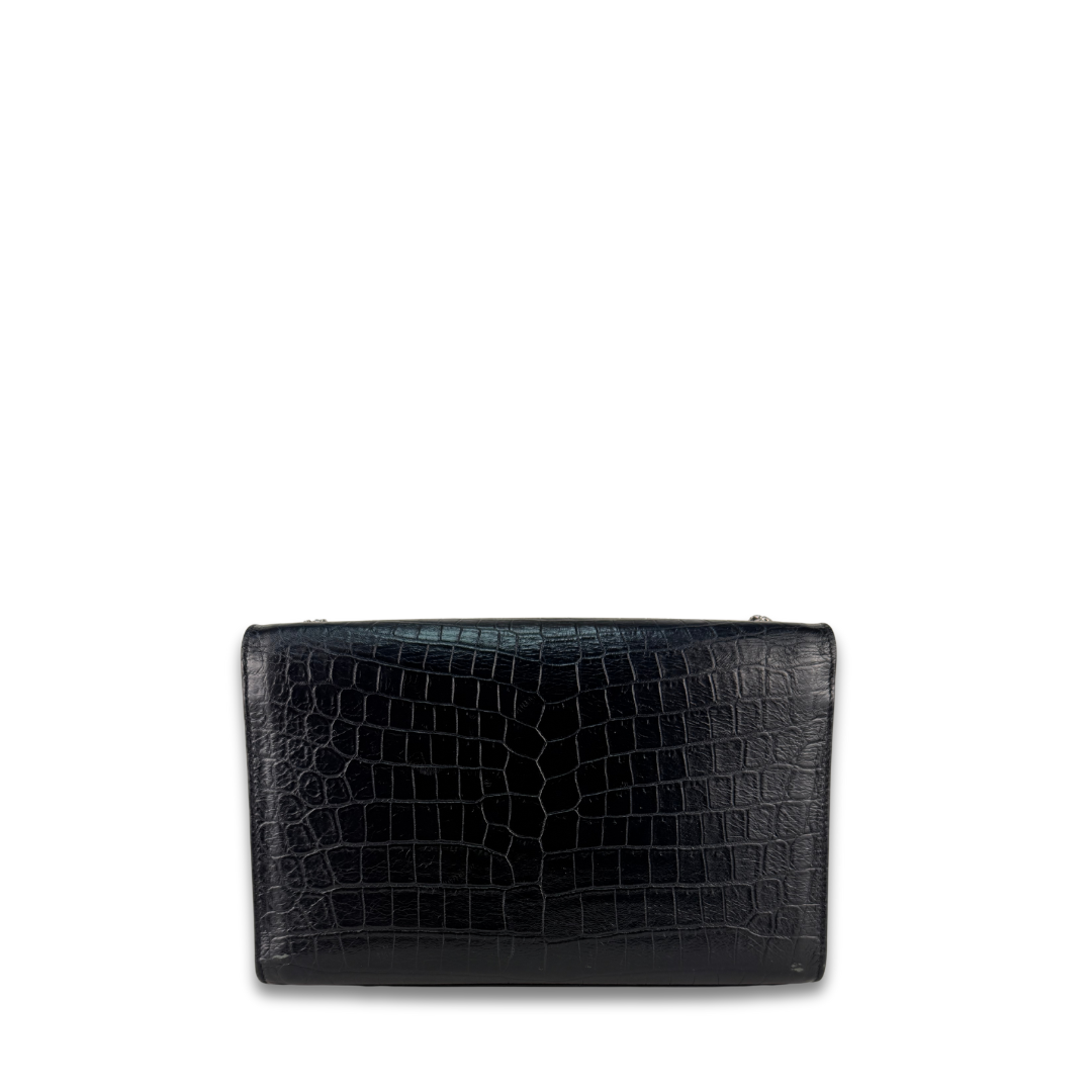 YSL Croc-Embossed Medium Kate Tassel Bag