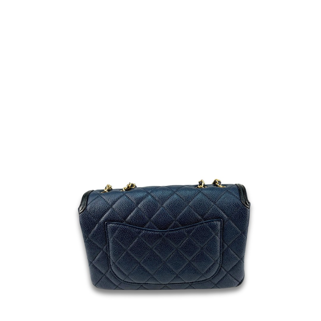 Chanel Navy Caviar Small Filigree Flap Bag