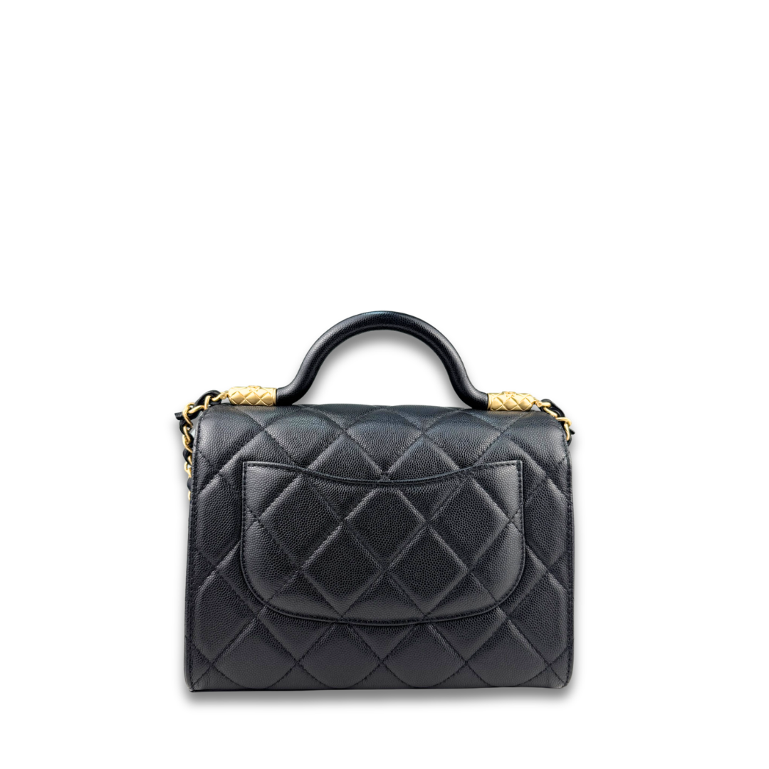 Chanel Black Caviar Top Handle Flap Bag