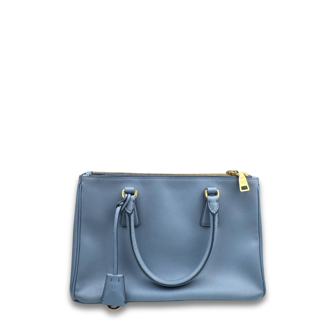 Prada Small Light Blue Double Zip Galleria