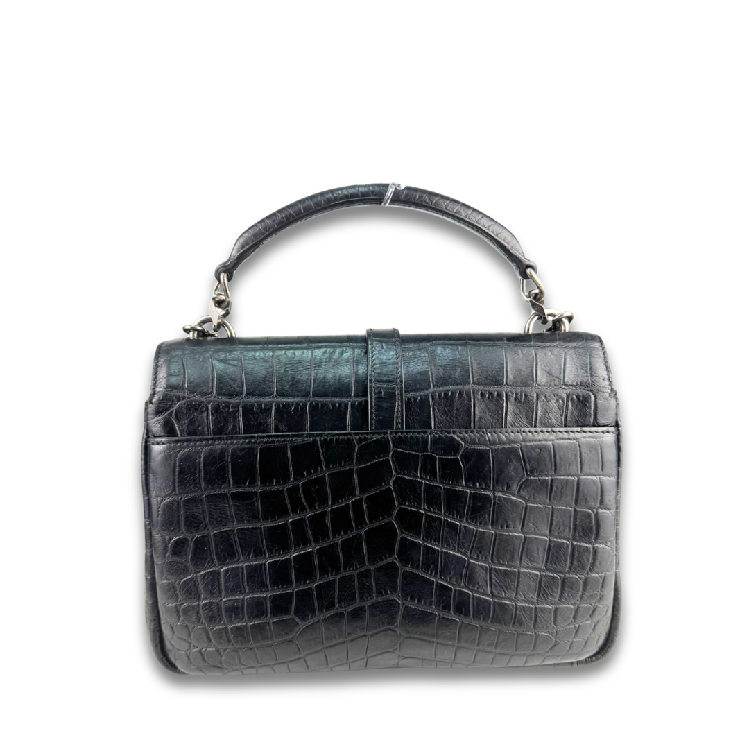 YSL Croc Embossed Medium Collège