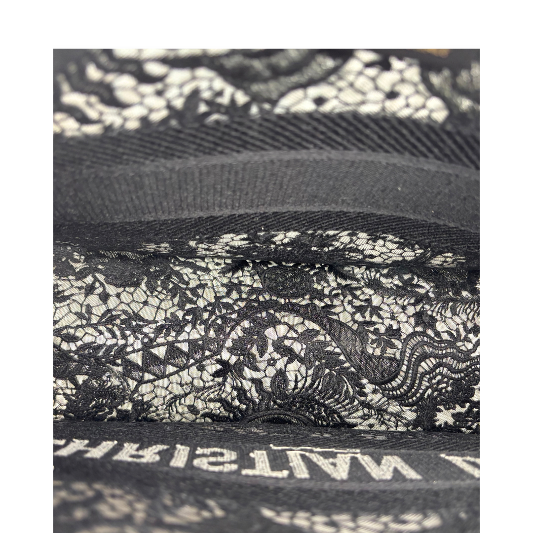 Dior Black Embroidered Lace Medium Book Tote