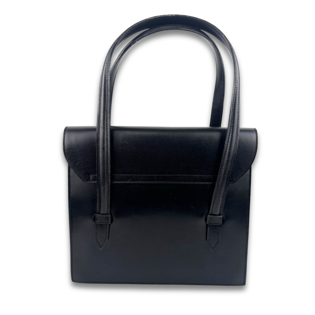 Celine Vintage Black Leather Lock Tote