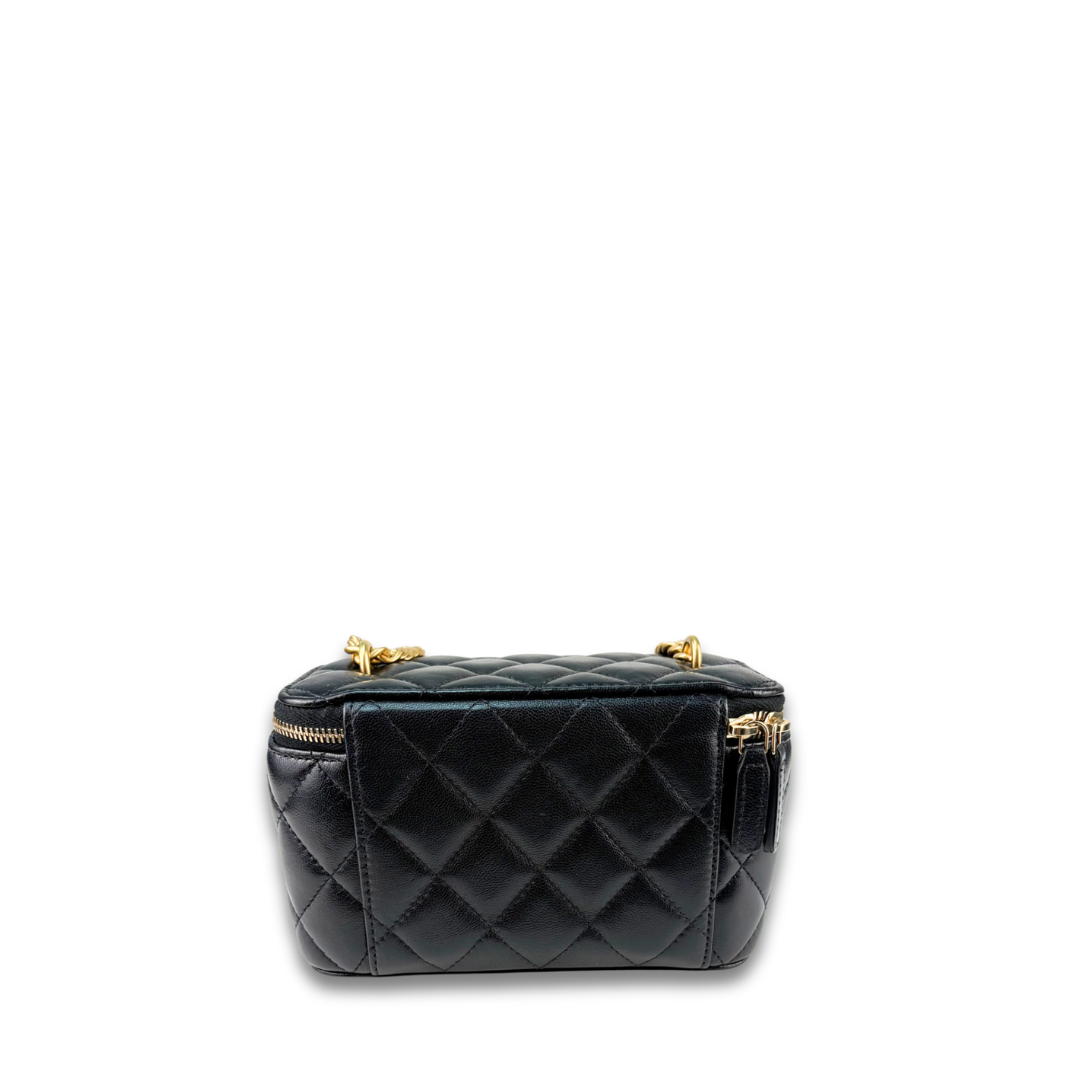 Chanel Black Sweetheart Adjustable Chain Vanity Case