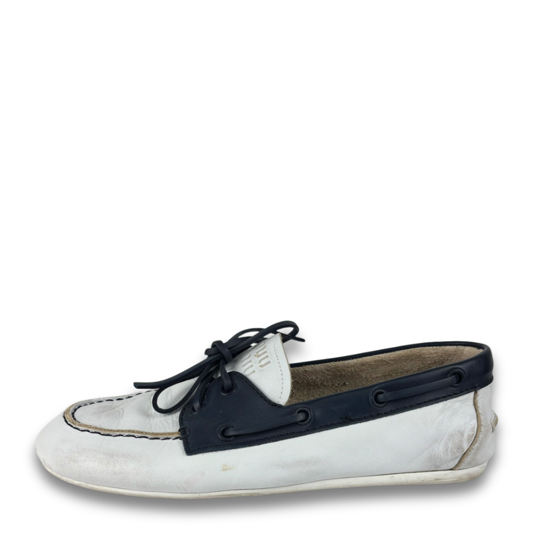 Miu Miu White Leather Deck Shoes - Size 36.5