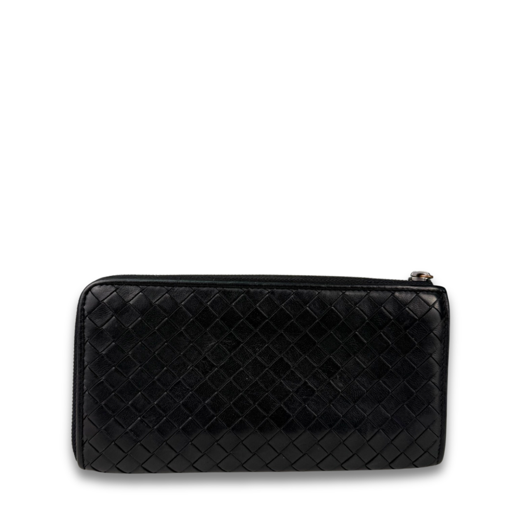 Bottega Veneta Black Intrecciato L-Zip Wallet