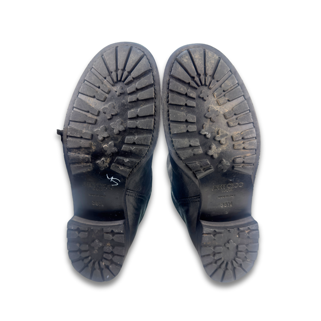 Jimmy Choo Crinkle Moto Boots - Size 38.5