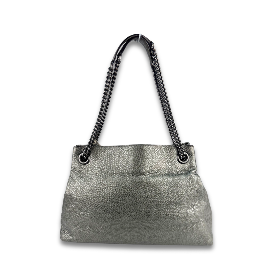 Gucci Metallic Pewter Soho Chain Tote