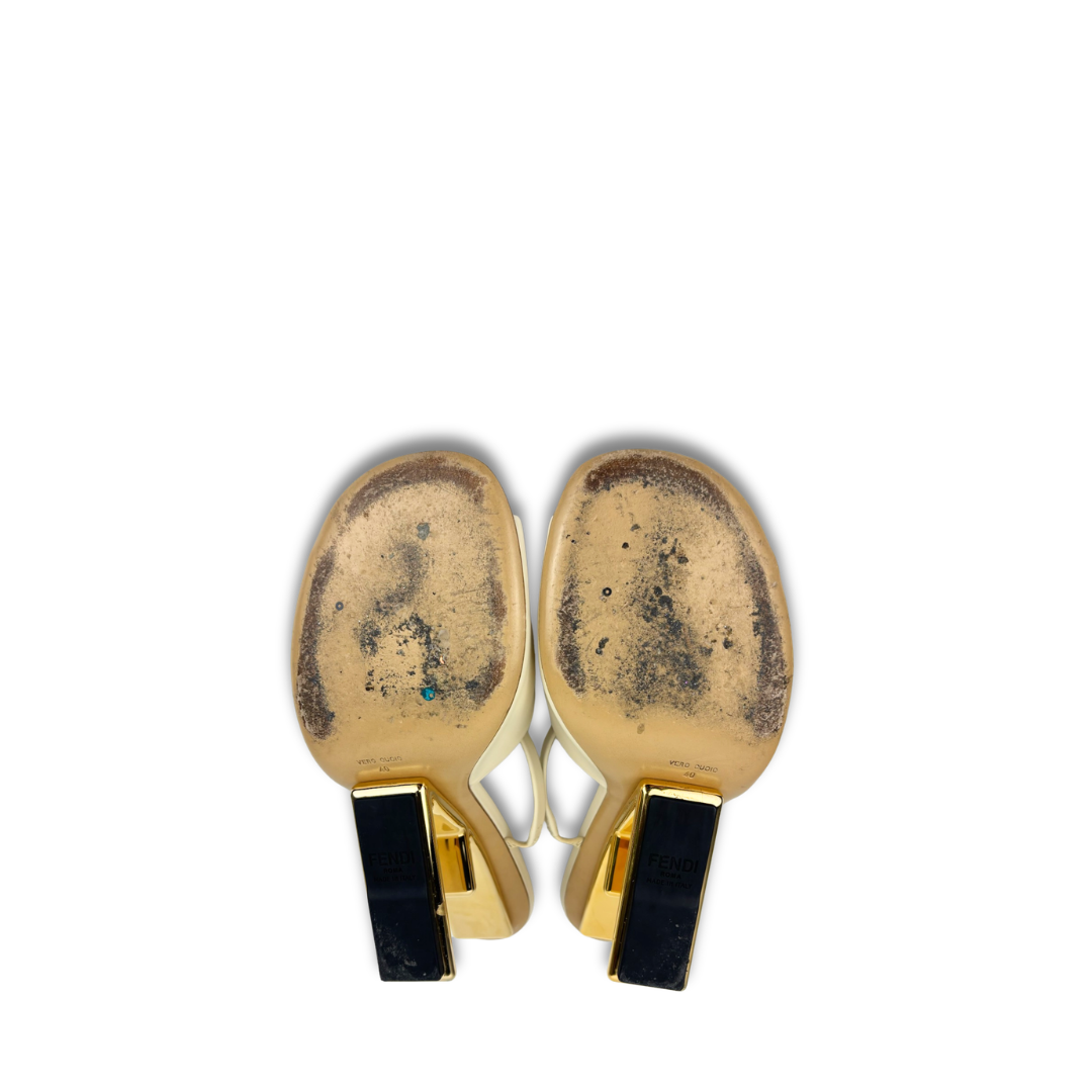 Fendi First Ecru Leather Heels - Size 40