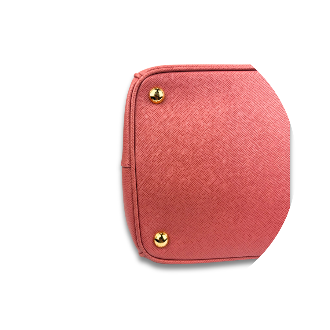 Prada Coral Saffiano Large Double Zip Galleria