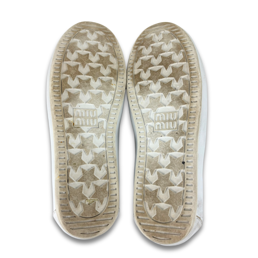 Miu Miu White Leather Deck Shoes - Size 36.5