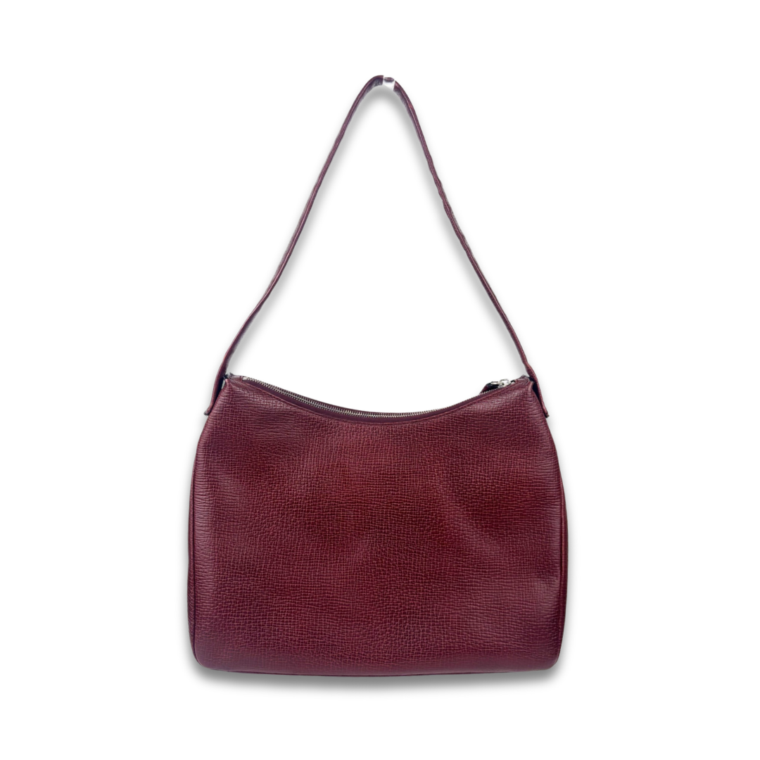 Loewe Burgundy Textured Leather Shoulder Bag