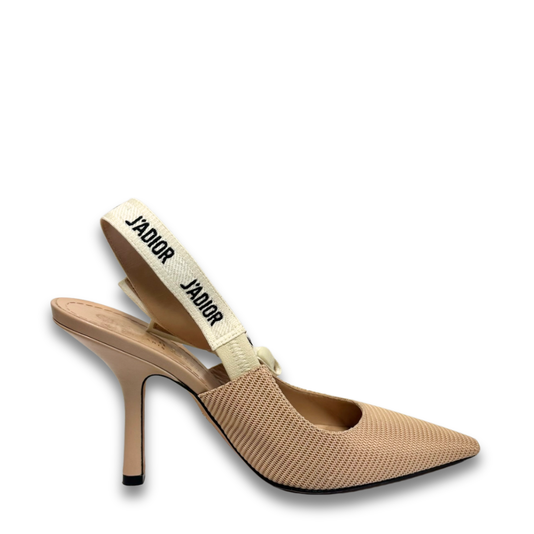Dior Beige J'Adior 100mm Slingbacks - Size 37