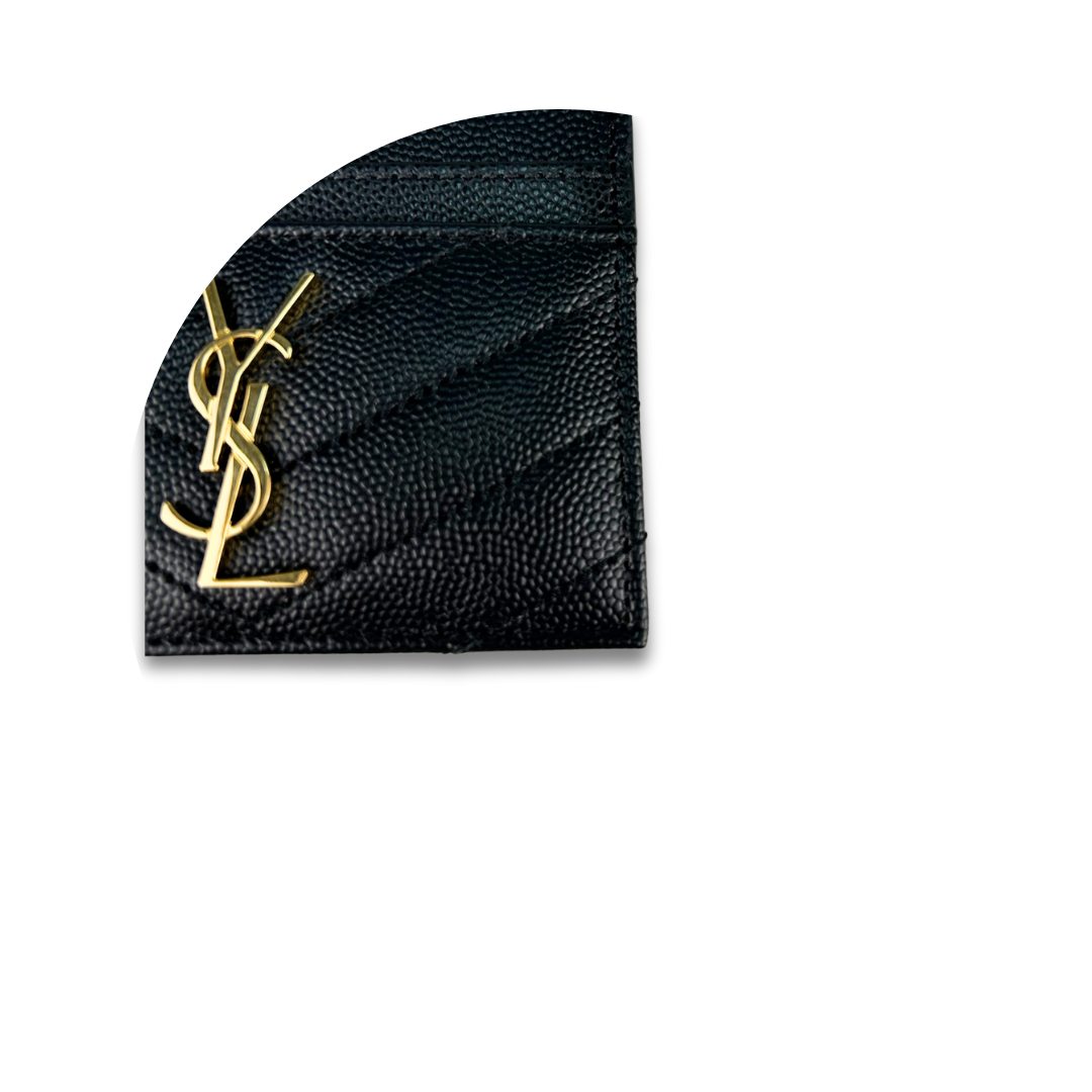YSL Black Cassandre Grain de Poudre Leather Card Case
