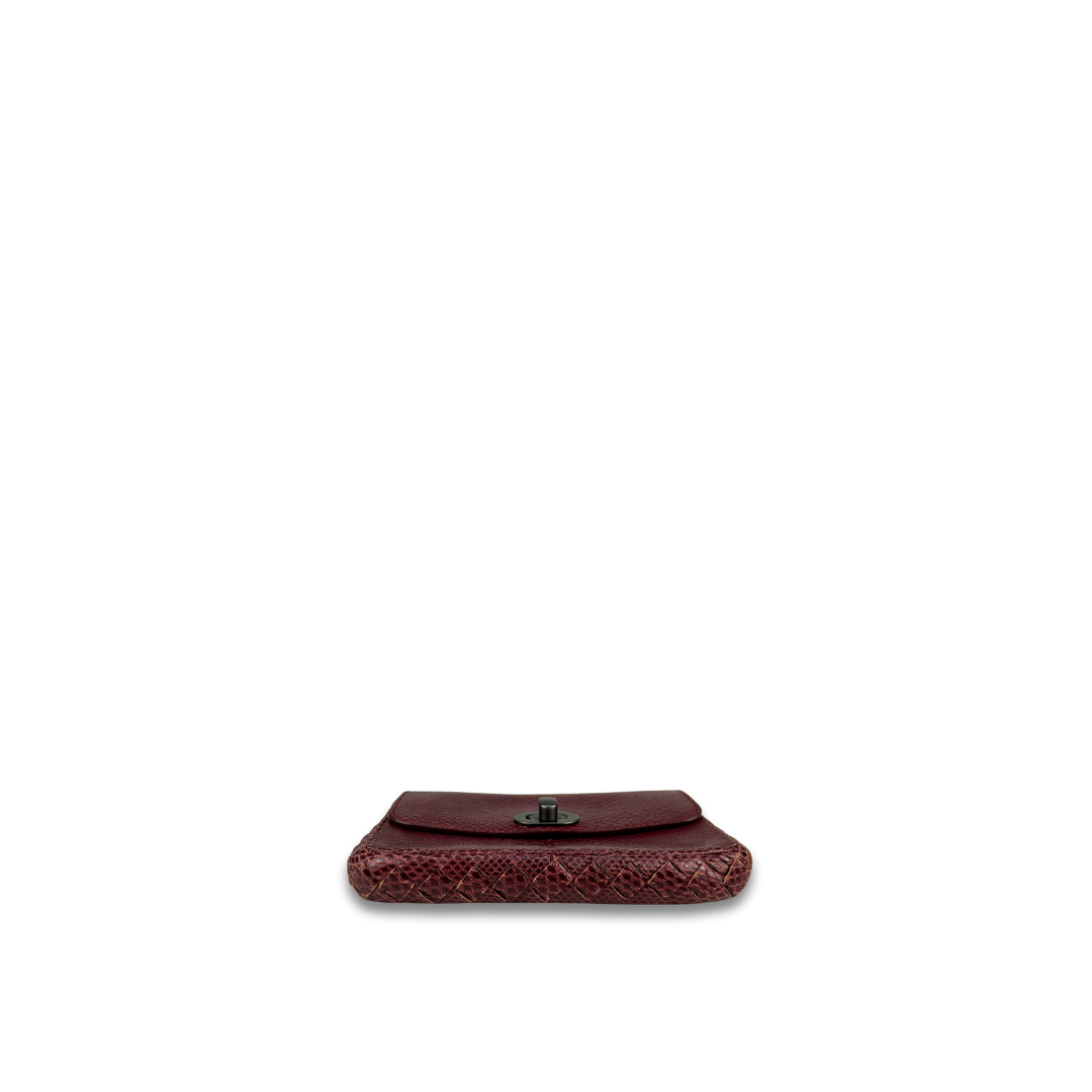 Bottega Veneta Burgundy Lizard Intrecciato Wallet