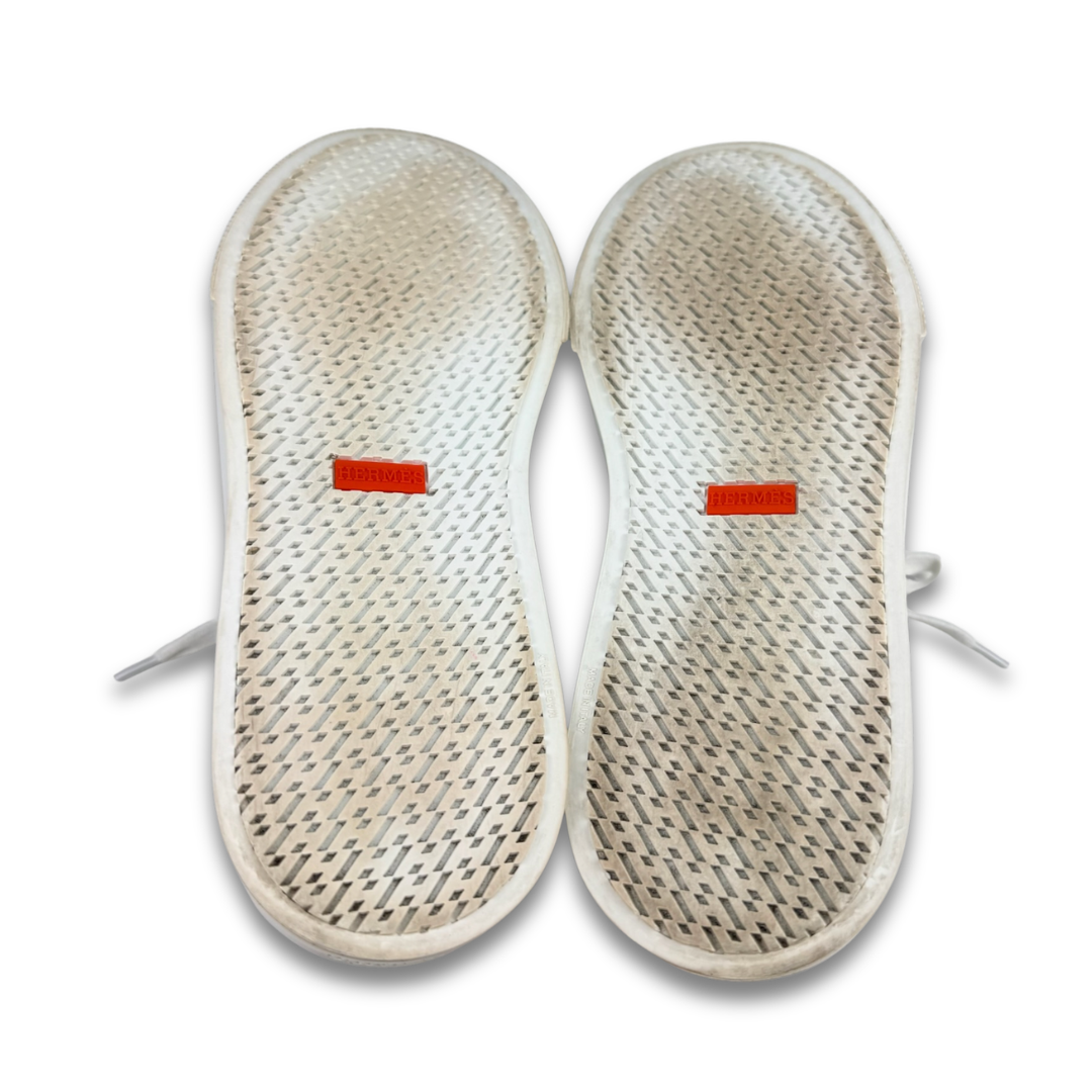 Hermès White Calfskin Day Sneakers- Size 41