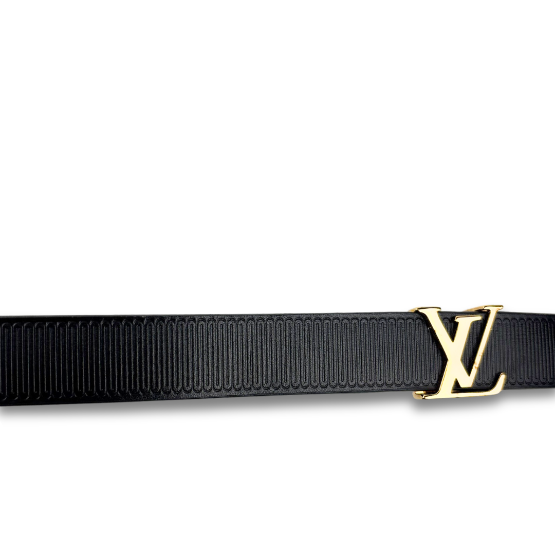 Louis Vuitton Black Embossed Calfskin Belt- Size 70