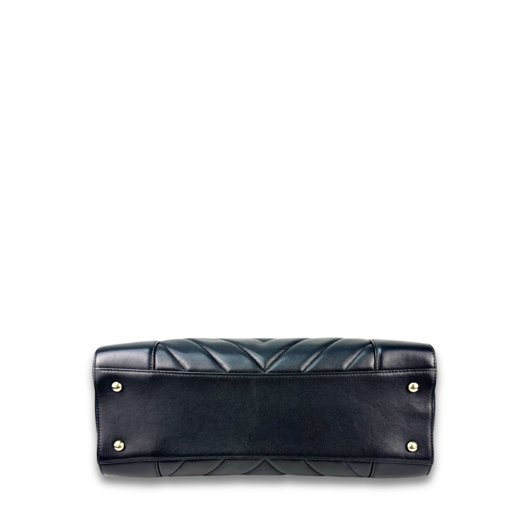 Chanel Black Chevron Mademoiselle Shopping Tote